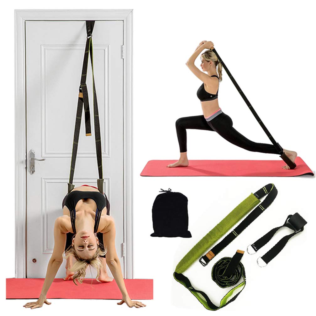 KimDaro Multi-Purpose Waist Exercise Band - Waist Back Bend Assist Trainer Flexibility & Yoga Stretching Leg Stretcher Strap w/Door Anchor for Dance Gymnastics Training Fitness (Green)