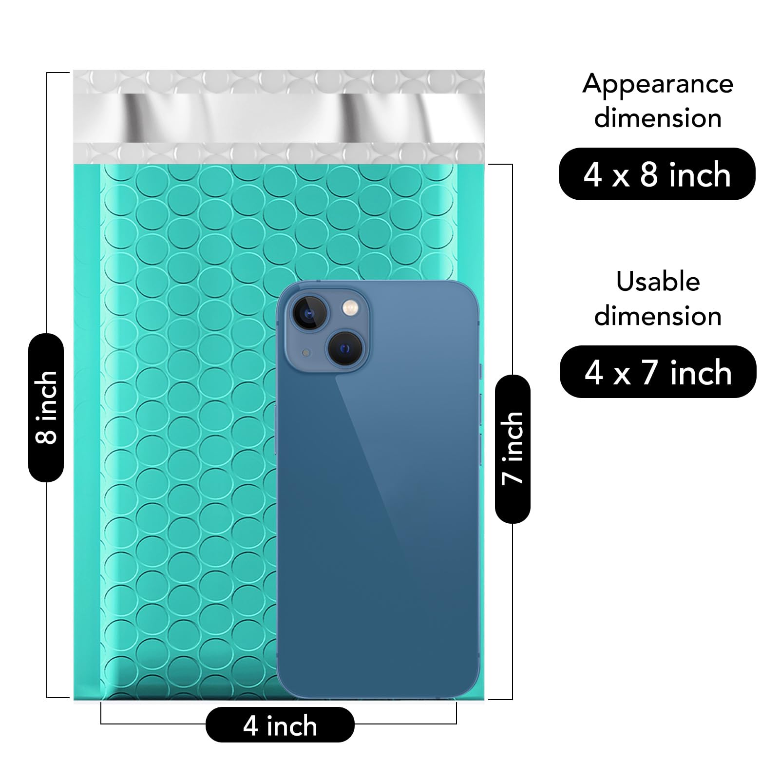 Fuxury Teal Bubble Mailers 4x8" 4000 Pack, Waterproof Padded Envelopes Self Seal Bubble Envelopes, Padded Mailers for Small Business, Envelope Mailers Usable Size 4x7"