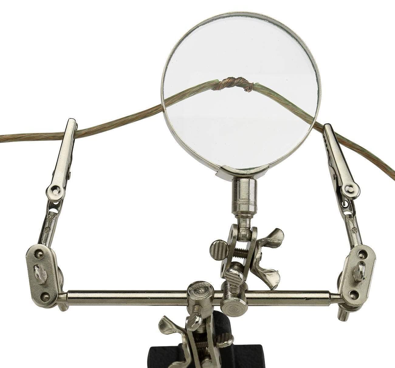 EX ELECTRONIX EXPRESS Adjustable Helping Hand with Magnifying Glass - Holds PCBs and Projects in an Exact Position for Soldering, Hobby Model Assembly, Jewelry Repair