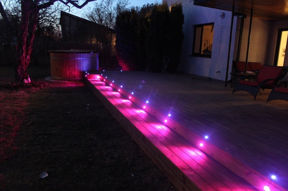 7Colors CHNXU 6xFoco exterior LED empotrables, IP67 DC12 V- para iluminar camino escalera paisaje(RGB)…