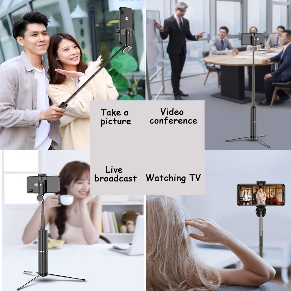 Selfie Stick Treppiede, Telefono Treppiede, 35" Allungabile Alluminio Leggero Treppiede con Wireless Bluetooth Remote per iPhone E Android Phone, Portatile E Grande Regolabile per Selfie/Vlogging