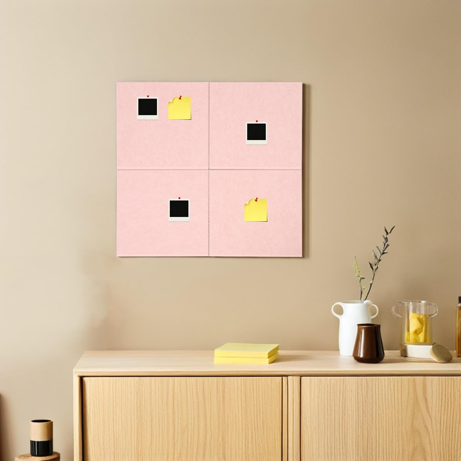 12 Piezas Tablero de Fieltro Rosa Autoadhesivo para Notas y Fotos