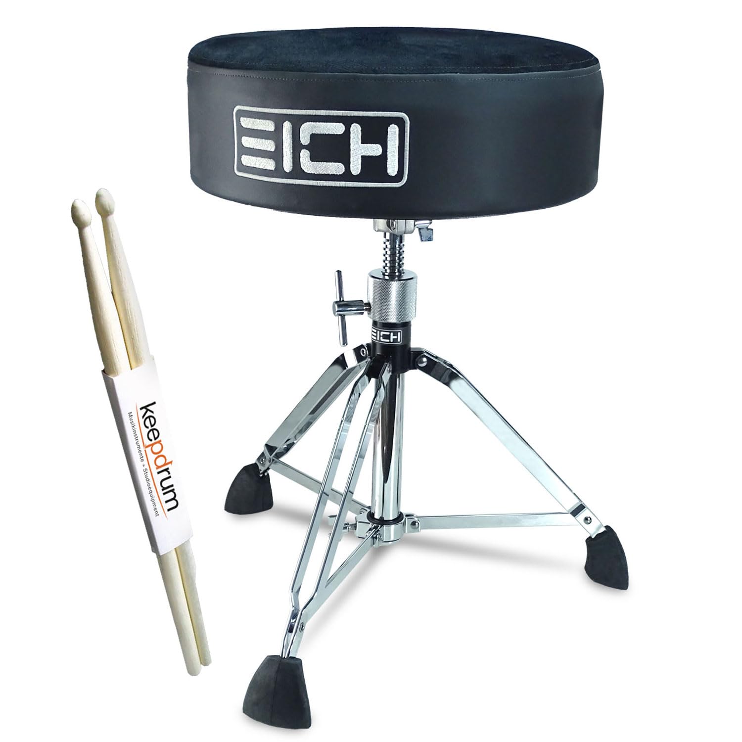 Eich Taboret DBC400R-SEL taboret do subwoofera welurowy Extra Low z pałeczkami perkusyjnymi