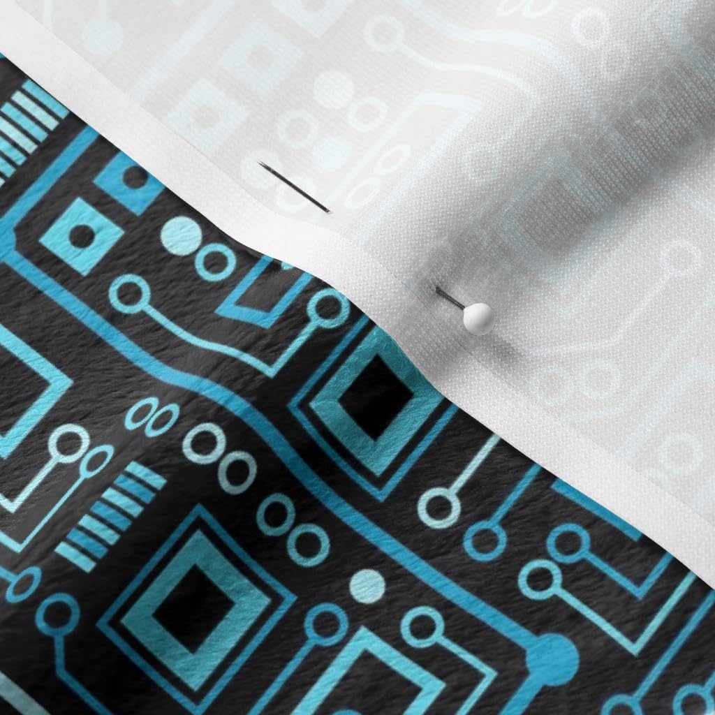 Spoonflower Fabric - Circuit Board, Blue, Black, Geek, Computer, Nerd, Robot Printed on Minky Fabric by The Yard - Sewing Baby Blankets Quilt Backing Plush
