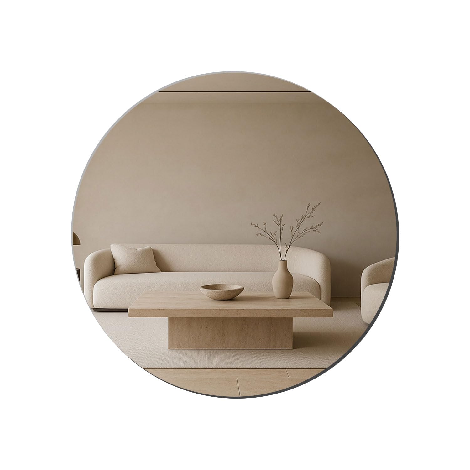 Round Self Adhesive Acrylic Mirror, Large Non Glass Tiles Plate Mirror 30cm for Walls Bathroom Stick on Decorative Mirror