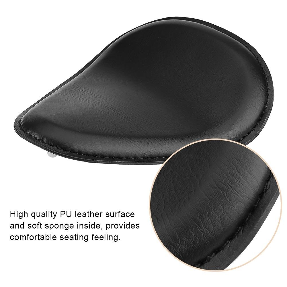Aramox Asiento Moto Bobber Asiento de motocicleta de 3 "para Chopper Bobber personalizado, asiento individual de cuero negro con soporte de resorte de montaje