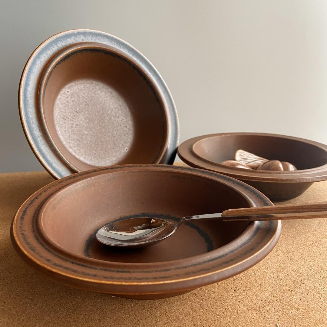 Amazon.co.jp: アラビア ルスカ スープ ボウル Φ17.5 深皿 3皿 赤茶系  