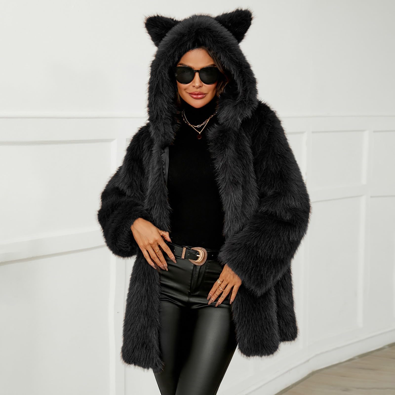 Chaleco de Invierno para Mujer Abrigo Corto Cálido con Diseño Peludo Sin Mangas Moda Informal Plus Size