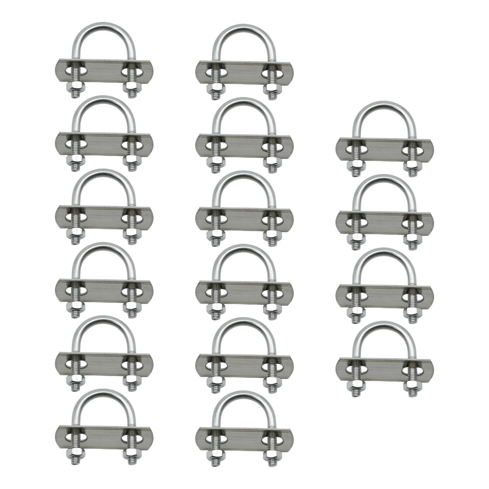 Aynaxcol 16 Pcs Stainless Steel Round Bend U-Bolts, M6 x 25mm x 45mm U Bolts, 1 inch Wide U Bolt with Nuts Frame Plate Washers, Accessories for Boat