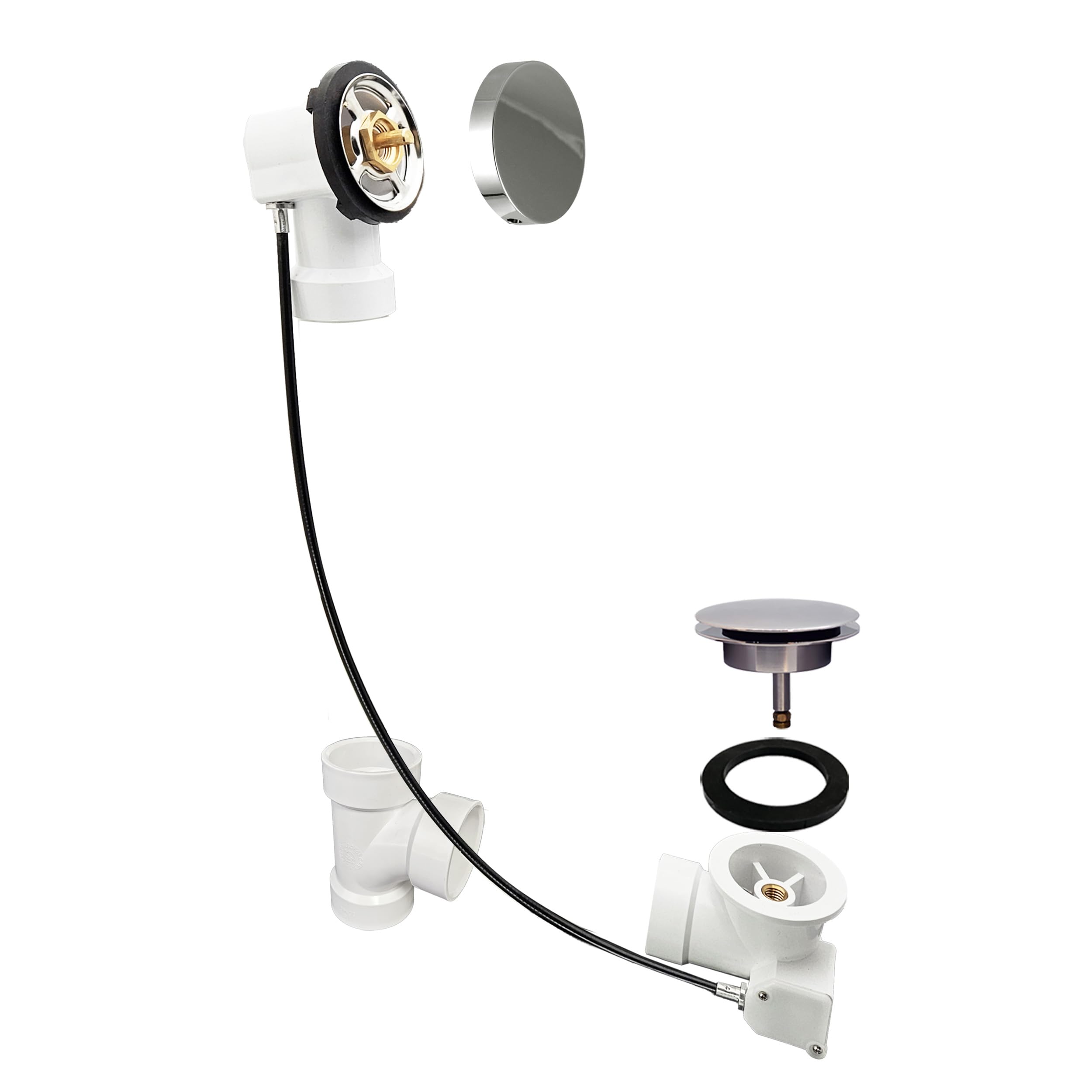 Vidange baignoire Westbrass D50P27SRE-05 câble PVC SCH 40 nickel poli