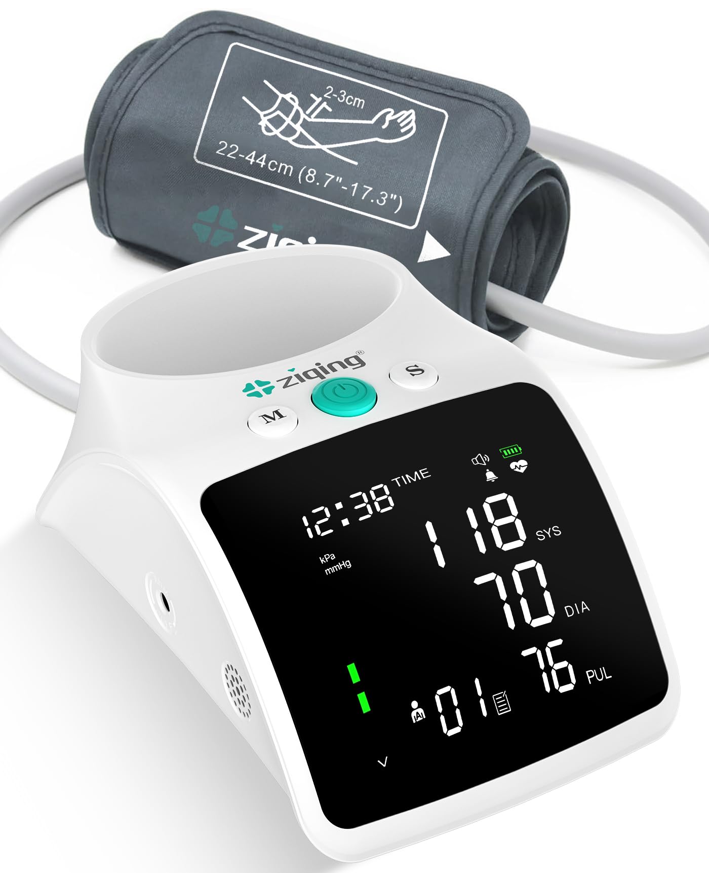 Blood Pressure Monitor, Rechargeable High Blood Pressure Cuff Upper Arm with Large Cuff XL, LED Backlit Screen & 2 * 99 Sets of Memory - Talking Bp Machine with Carrying Case
