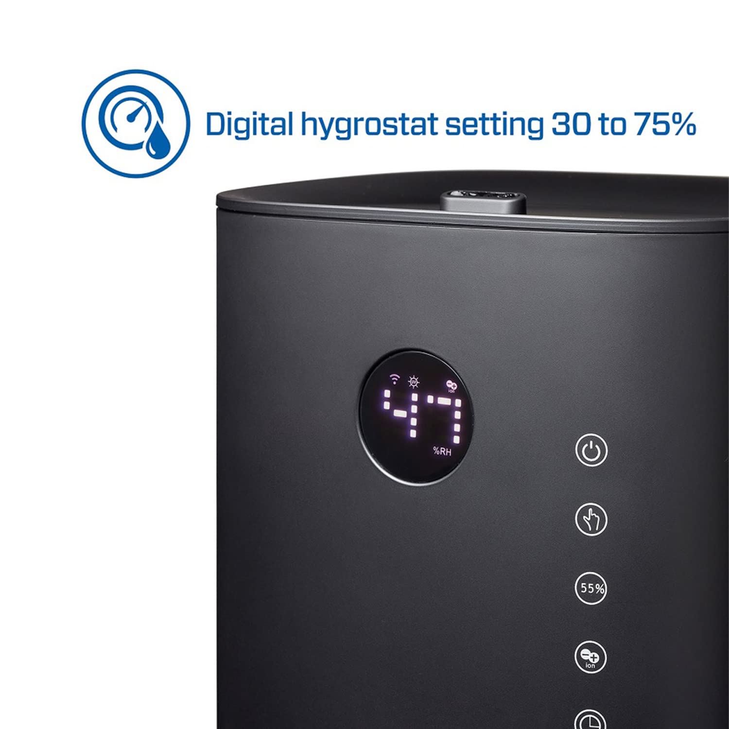 Clean Air Optima CA-604 Smart Top Filling - 3 en 1: Humidificador, purificador de aire y aromaterapia. - Capacidad min.120 ml/h - máx.400 ml/h! - Ideal para habitaciones de hasta 55 m²/140 m³ (negro)
