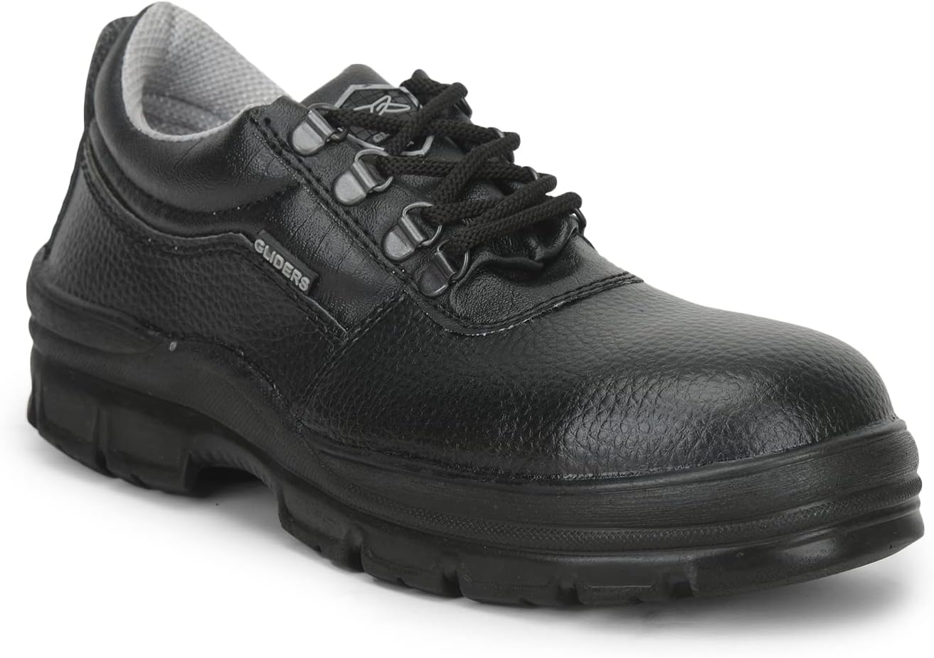 Liberty ROUGHTER-S Lacing Steel Toe Safety Shoes for Men | Lightweight PU Sole with Industrial Work | Anti-Skid | Comfortable for All Weather | Shock Absorber | Slip Resistance - Black