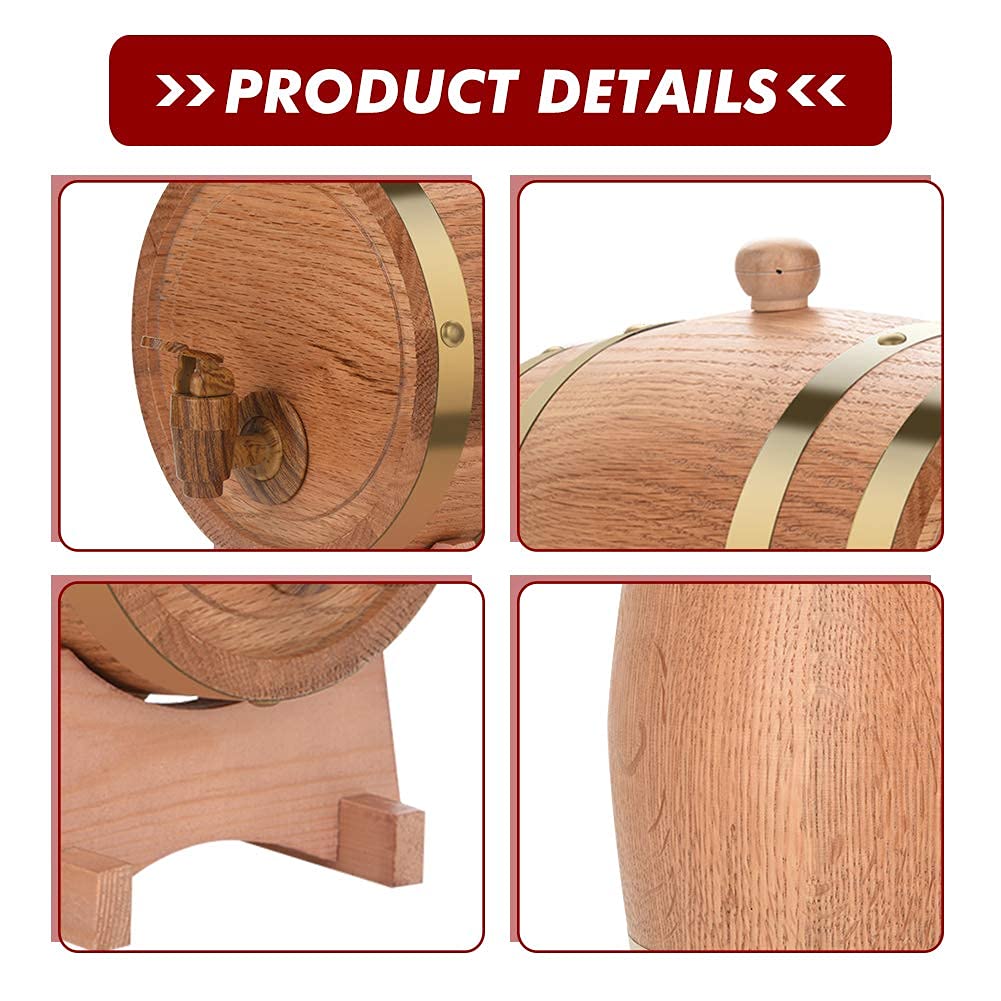 Cocoarm Barril de Roble de 3 Litros para Vino y Whisky, Dispensador para Guardar Bourbon y Tequila, Ideal para Casa, Bar, Fiesta y Banquete