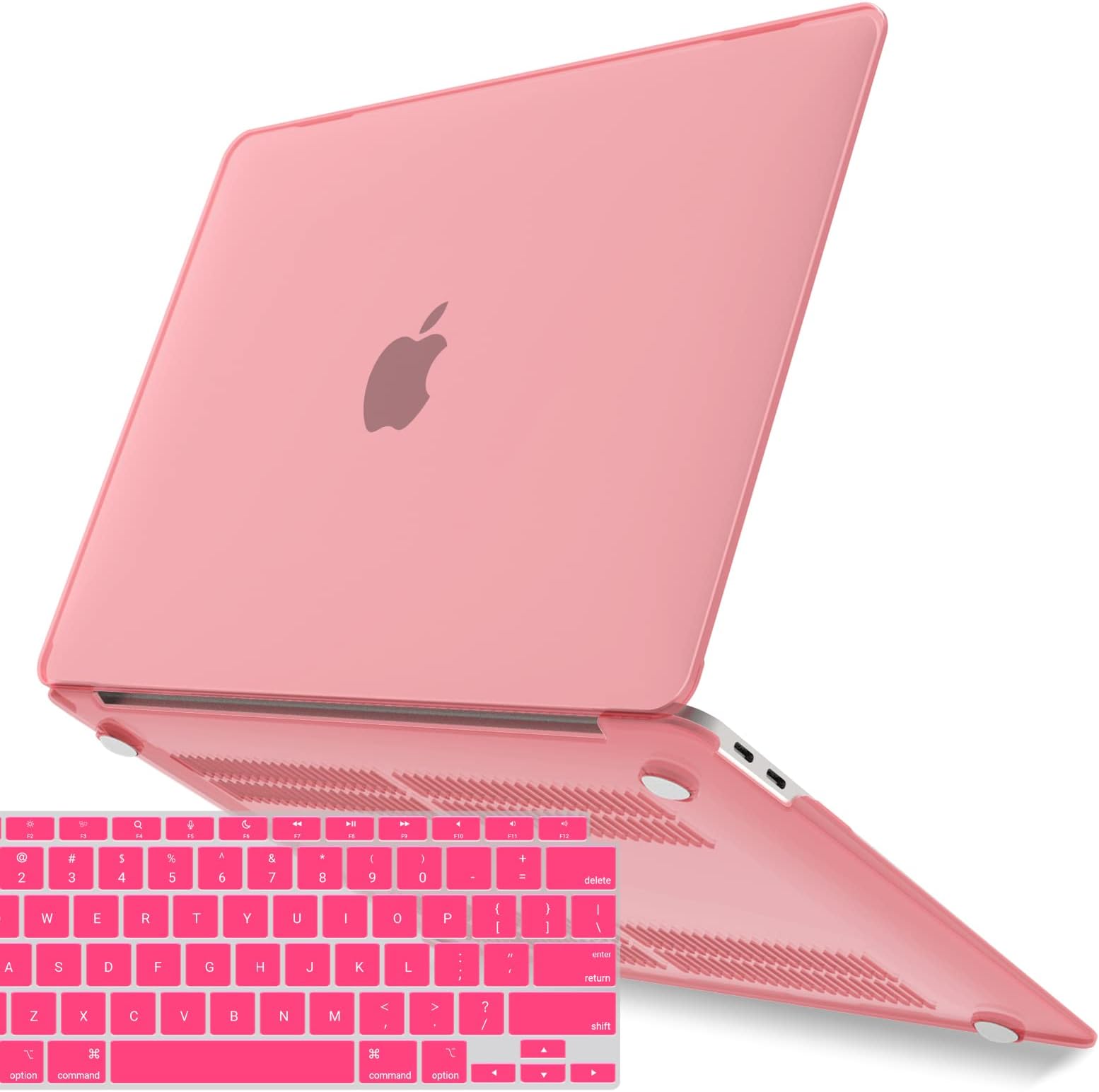 IBENZER Compatible with New MacBook Air 13 inch Case 2022 2021 2020 M1 A2337 A2179 A1932, Plastic Hard Shell Case with Keyboard Cover for Mac Retina Display with Touch ID, Pink, MMA-T13PK+1A