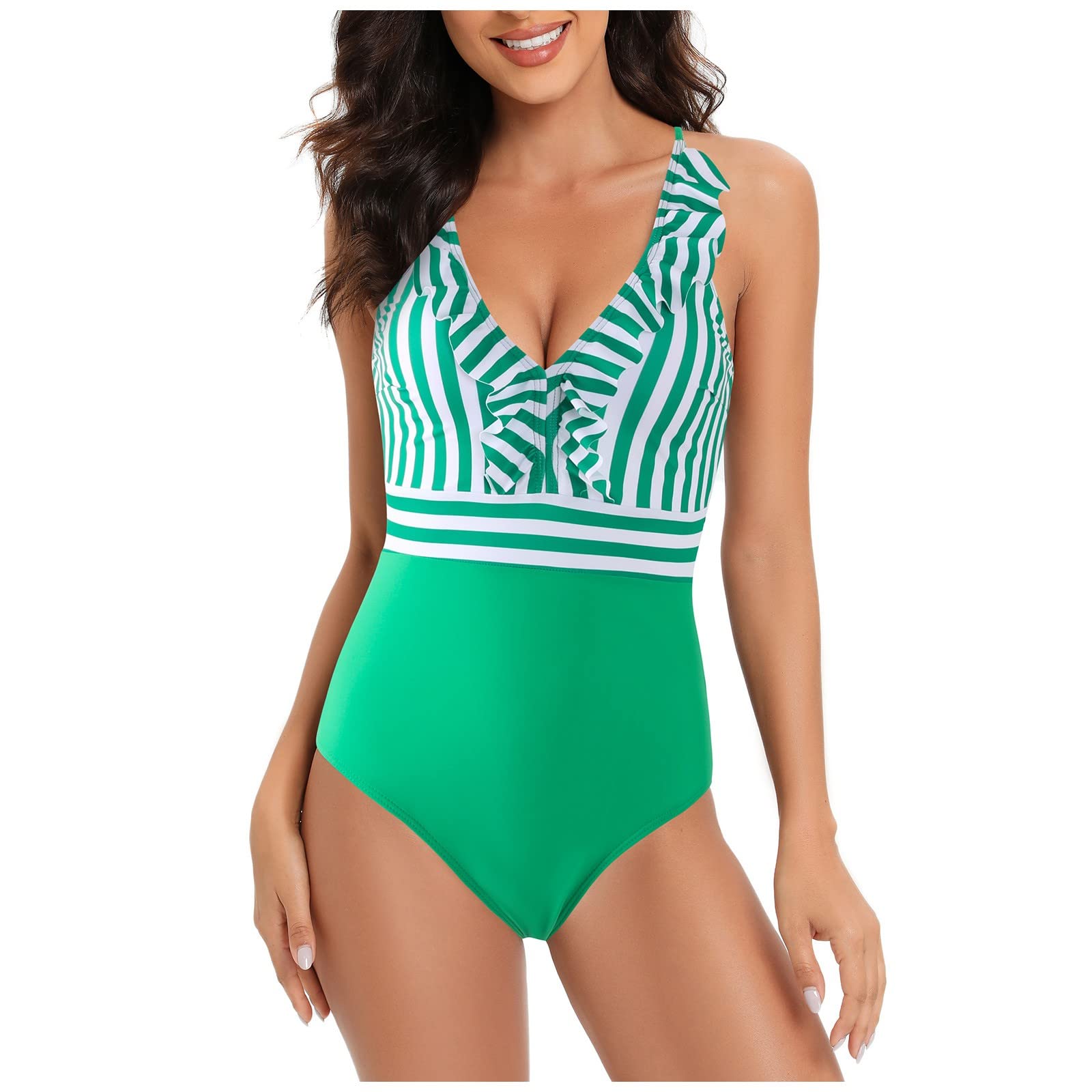 Women's Fashion Solid Color Bathing Suits Hollow Open Back Bikini Swimsuit Summer Slim Fit Split Swimwear