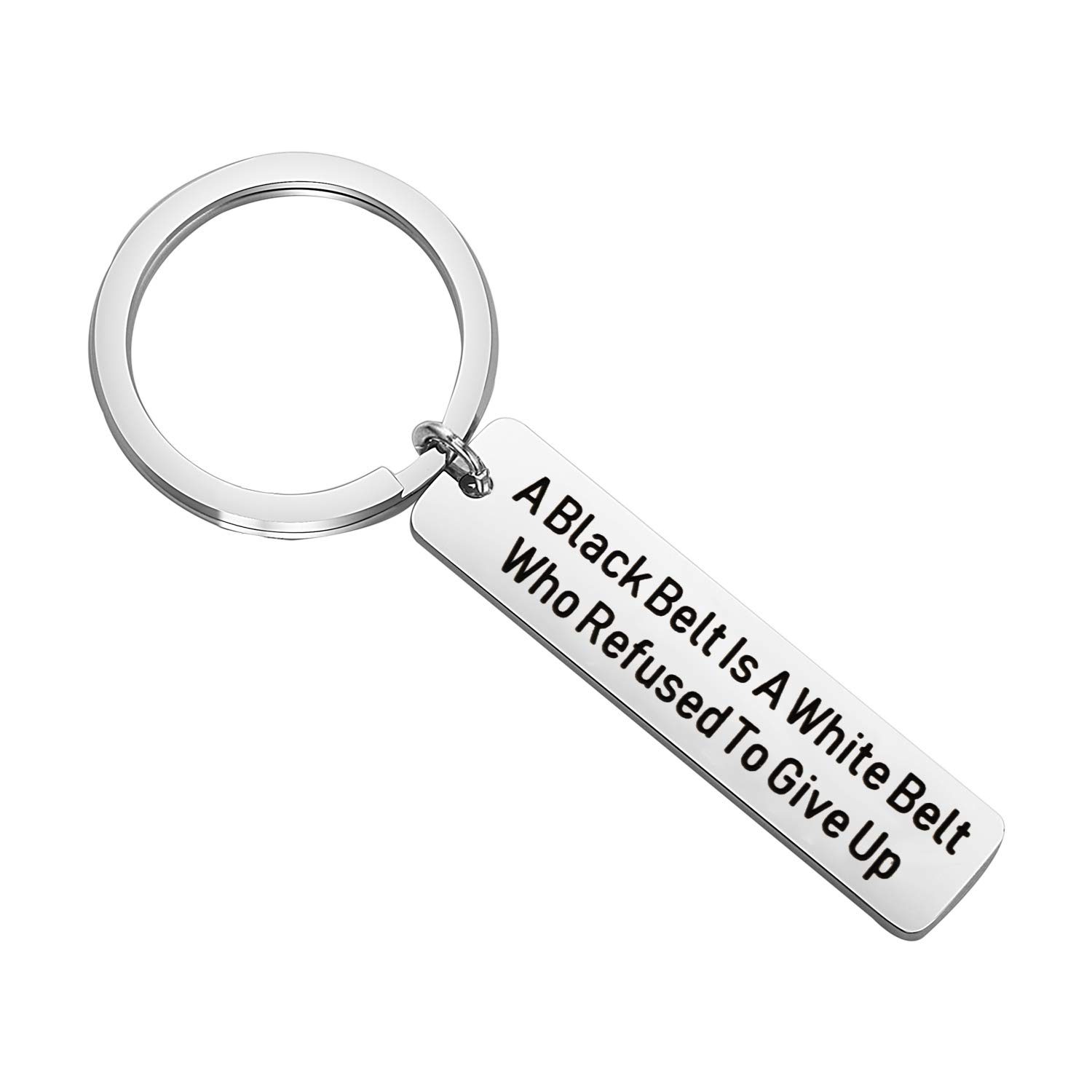 Martial Arts Keychain - Tae Kwon Do, Karate, Jiu Jitsu Gift - A Black Belt Is A White Belt Who Refused To Give Up