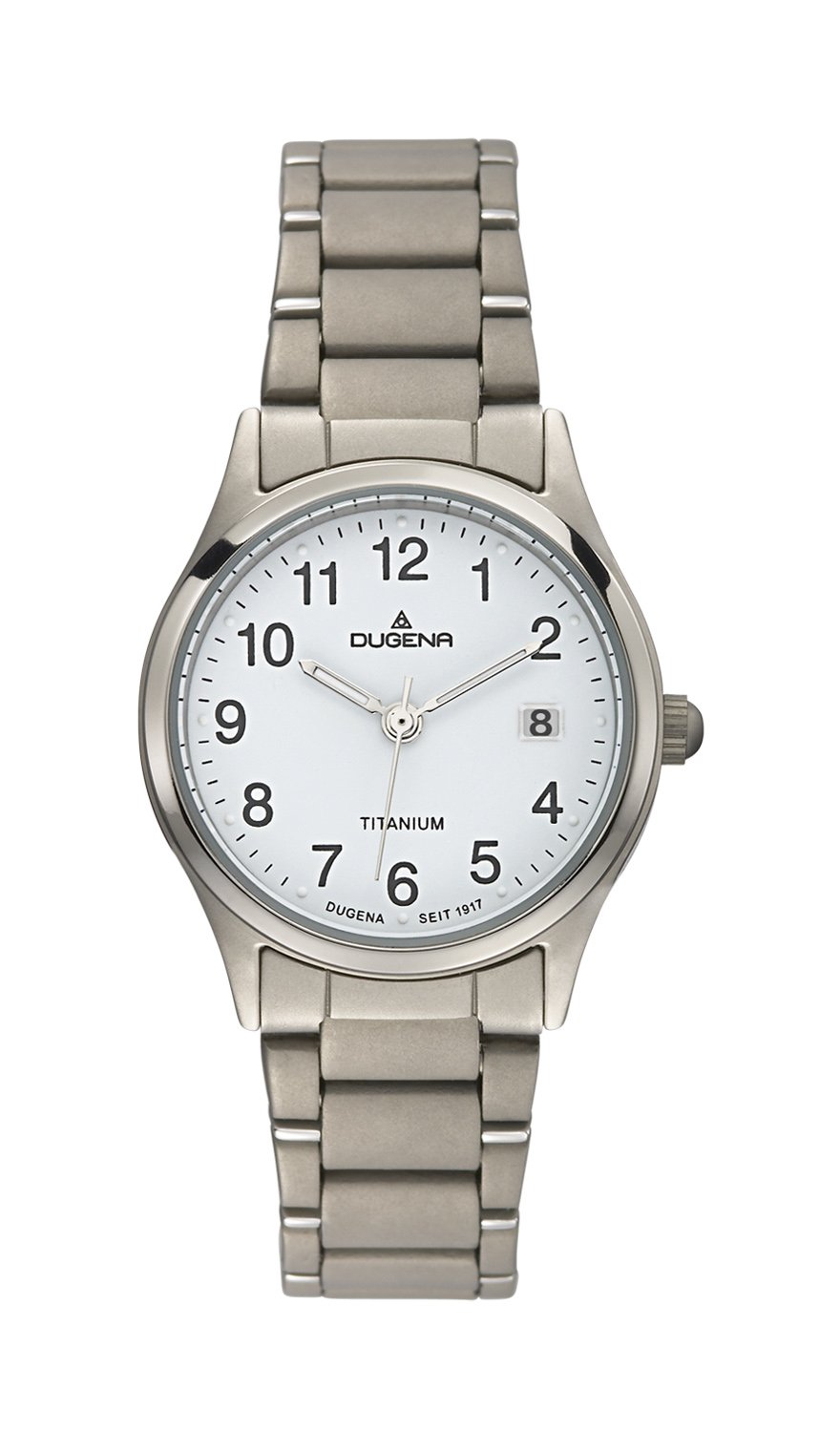 Dugena Damen Quarz-Armbanduhr, Allergikerfreundliches Titan, Gehärtetes Mineralglas, Titan-Armband, Semper, Silber/Weiß, 4460331