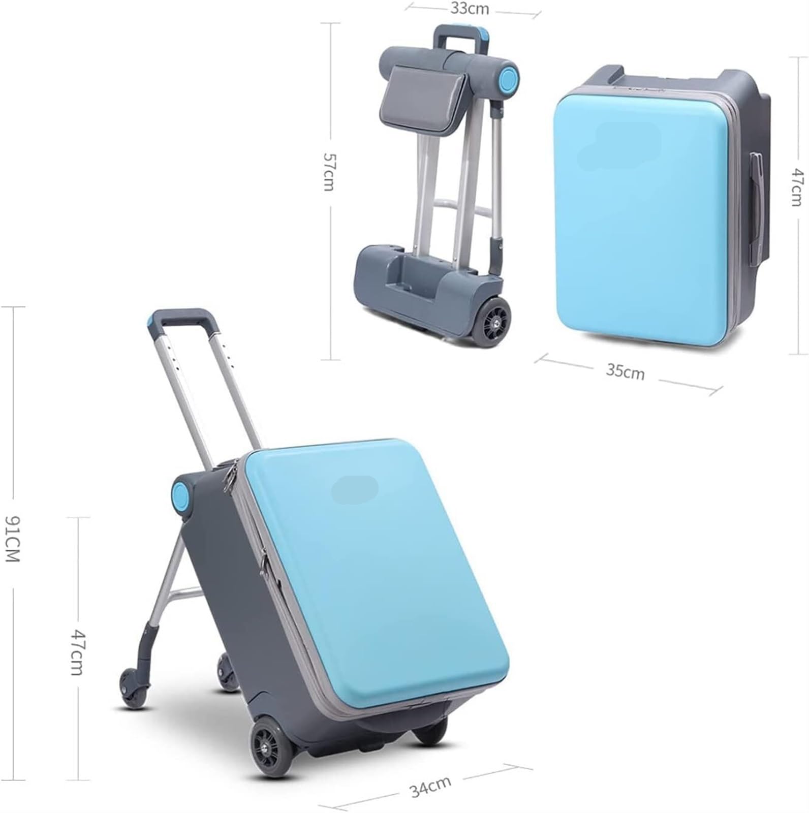 Valigia Il Bagaglio A Mano può Sedersi E Guidare Imbarco sui Bagagli da Viaggio, Resistenza all'Usura Assorbimento degli Urti Bagaglio a Mano(Blue)