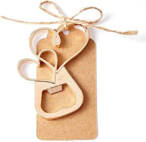 Miniatura 4 de 30 unidades de abrebotellas de doble corazón, recuerdos de boda con tarjetas de etiqueta, bolsa transparente para bodas, fiestas, regalos de Navidad