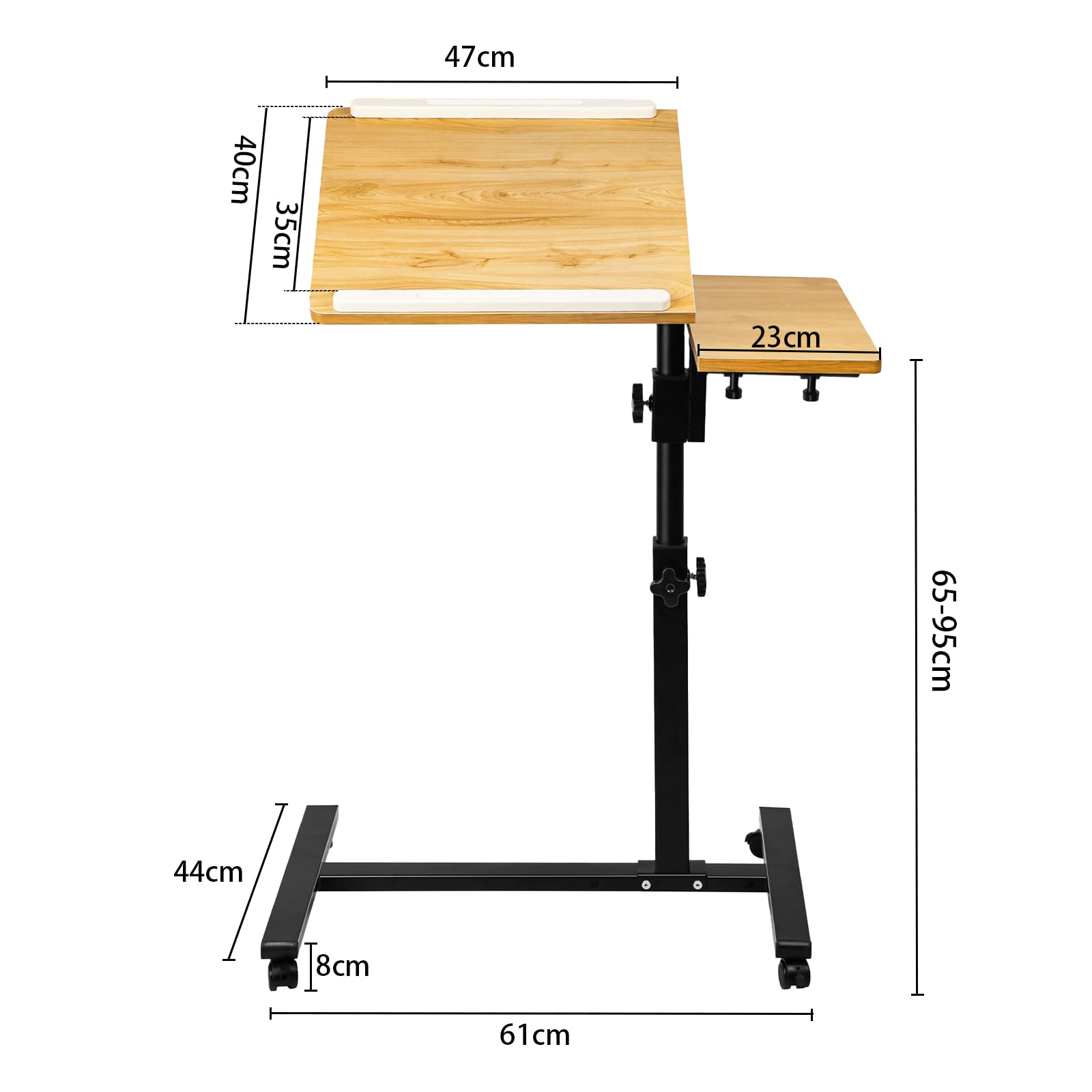 Table de Lit à Roulettes Bureau Mobile Pliable 360° Levage Rotatif 70 x 44 x 95 cm Bois