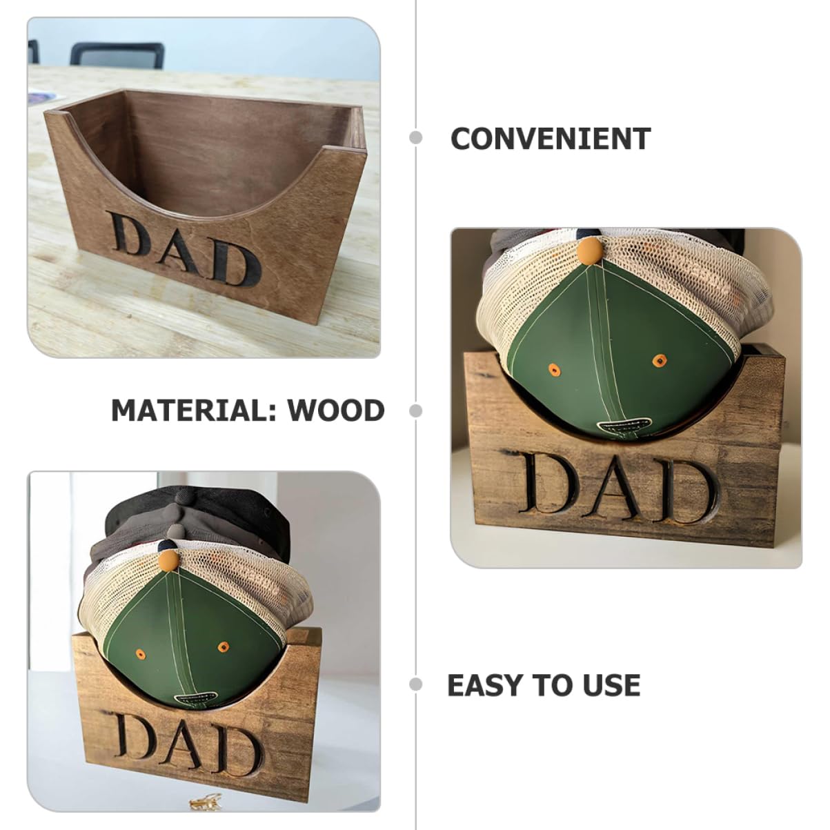 Zerodeko Wooden Baseball Cap Organizer Rustic Style Hat Storage Holder for Home Decorative Display Box Cap Storage Lightweight and Design