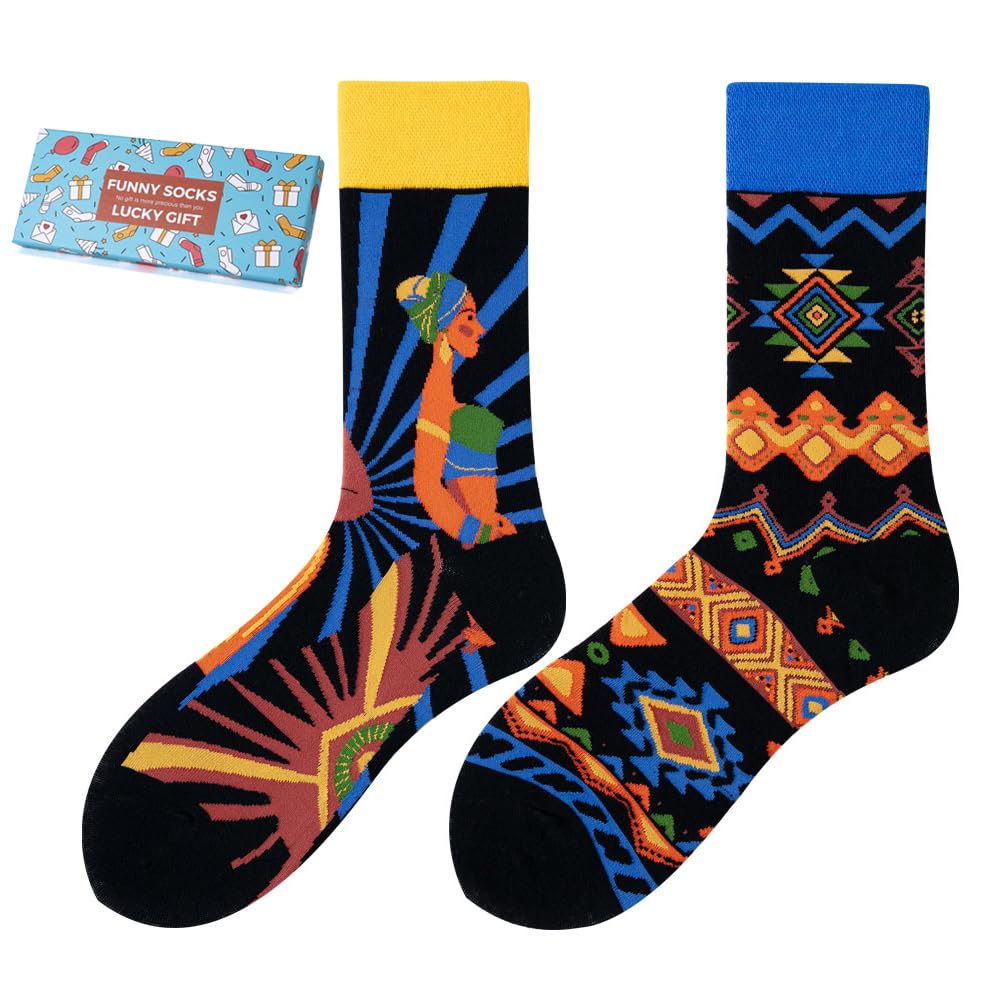 Calcetines Divertidos Unisex para Mujer y Hombre con Diseños Asimétricos en Par - Temas Animales, Comida, Fruta, Deporte y Arte en Algodón - Ideal para Regalos — view 97