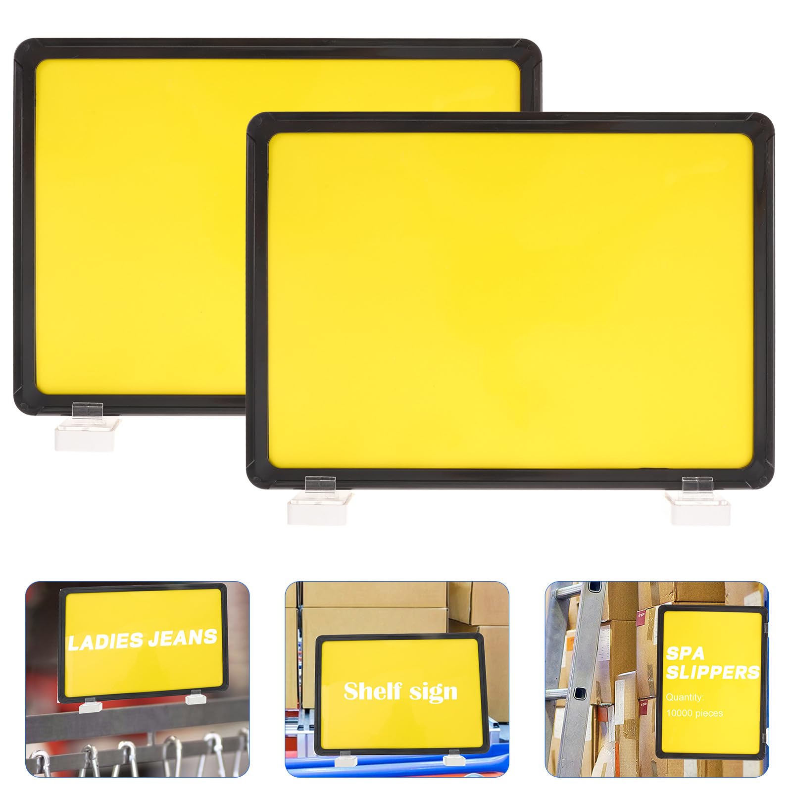 2 Pezzi Etichette Magnetiche per Scaffali in Abs Giallo Design Magnetico e Eccellente Durabilità per Cartellini Prezzi e Segnaletica Negozio