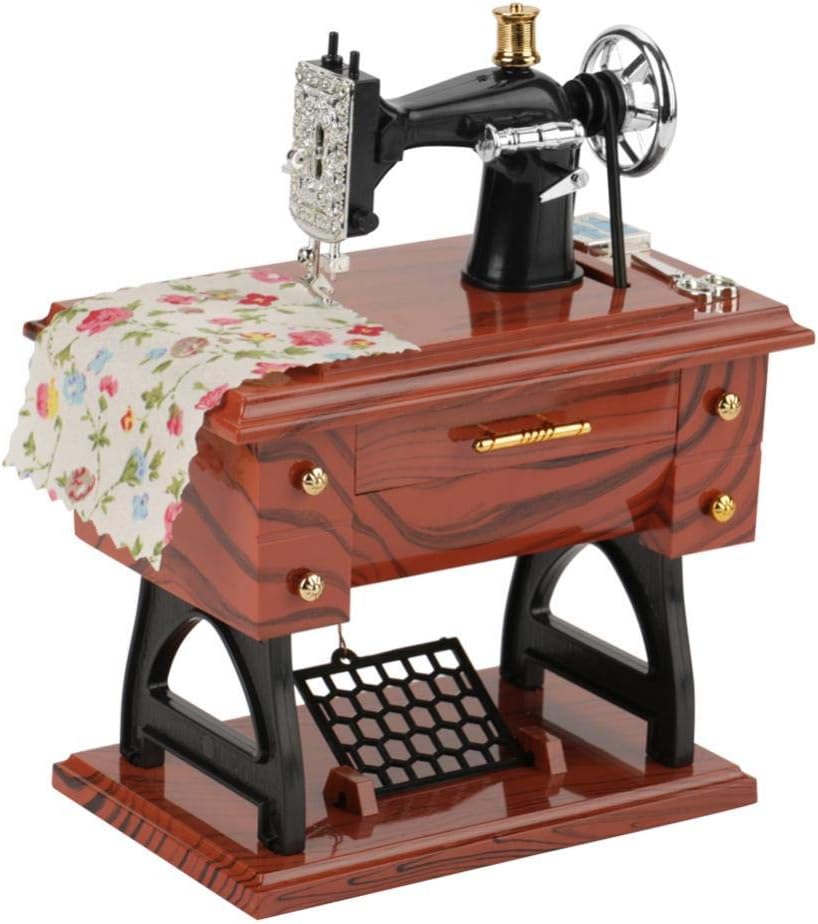 Valentine's Day Carnival Sewing Music Box, Mini Sewing Machine Style, Vintage Creative Retro Sewing Clockwork Music Box Gift for Table Decoration