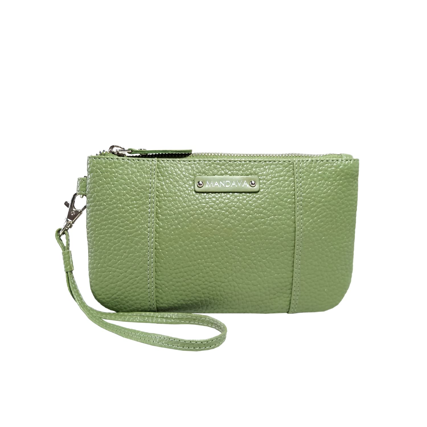 MANDAVA Ladies PU Leather Hand Clutch Wallet | Womens Zip Around Purse Bag with Detachable Wristlet Strap (Terrain Green) (B0BKQK4GXZ) Amazon Price History, Amazon Price Tracker