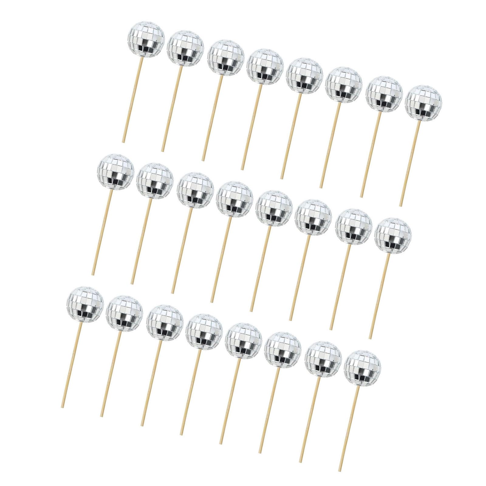 Tsophreniq 24Pcs Reflective Sphere Toppers for Cake Decoration Easy Install Ornament for Cupcake Birthday Cake Accessories Reflective Sphere Picks
