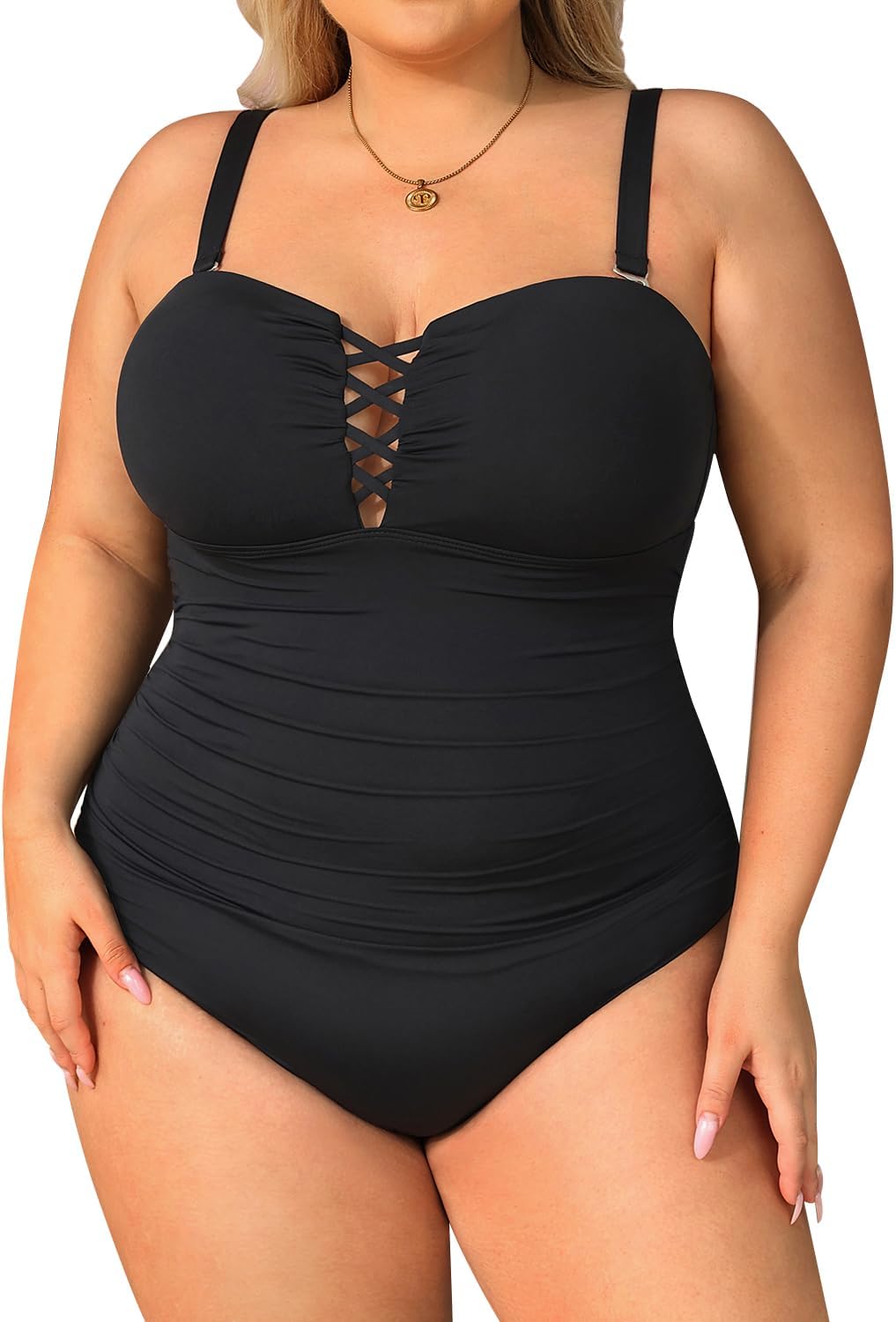 Yonique Plus Size One Piece Swimsuit for Women Tummy Control Bathing Suit Slimming Swimwear