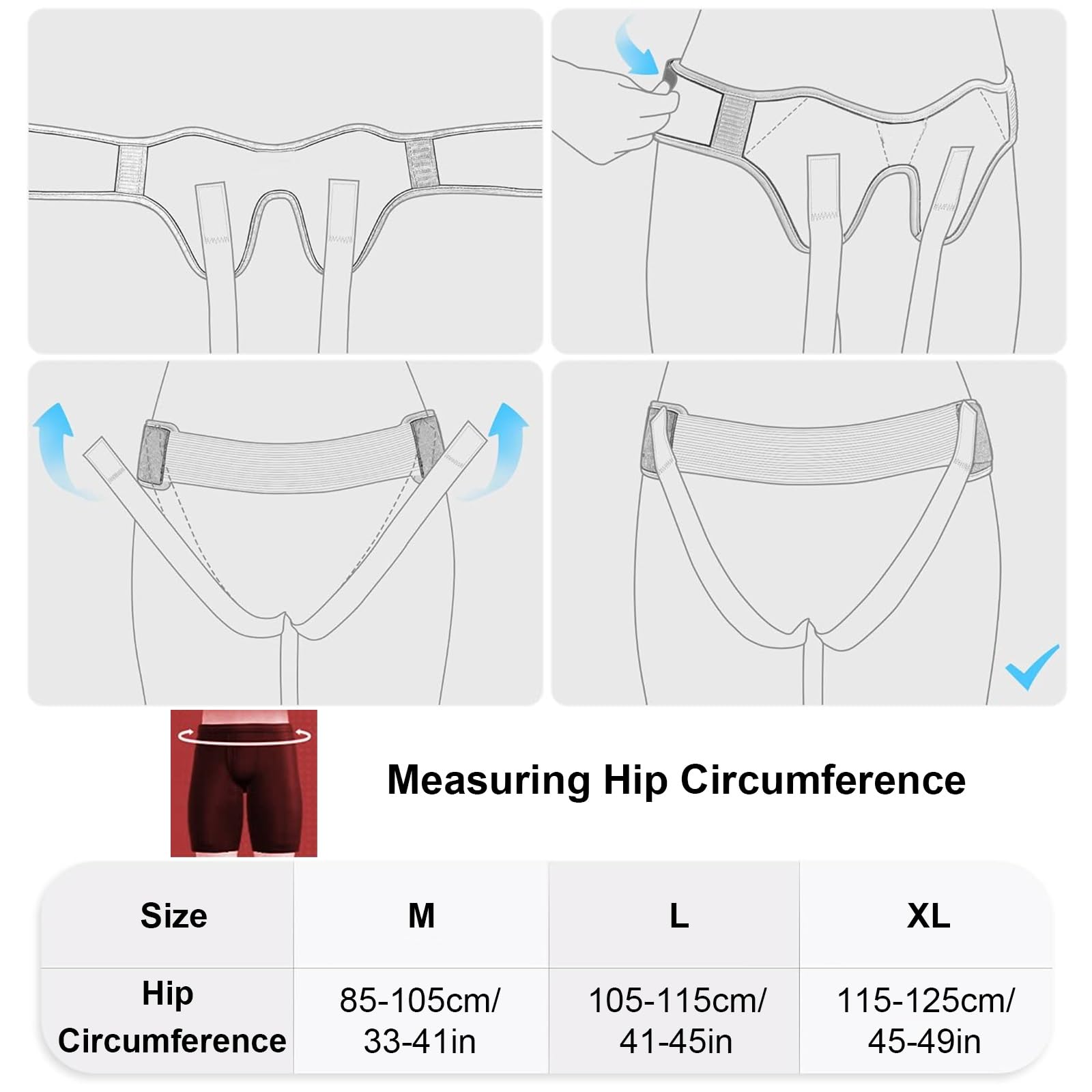Ceinture Hernie Inguinale Homme e Donna, Ceinture pour Hernie Inguinale Bilaterale con 2 Cuscinetti Compressivi, Sollievo dal Dolore Pre e Post-Operatorio(Medium)