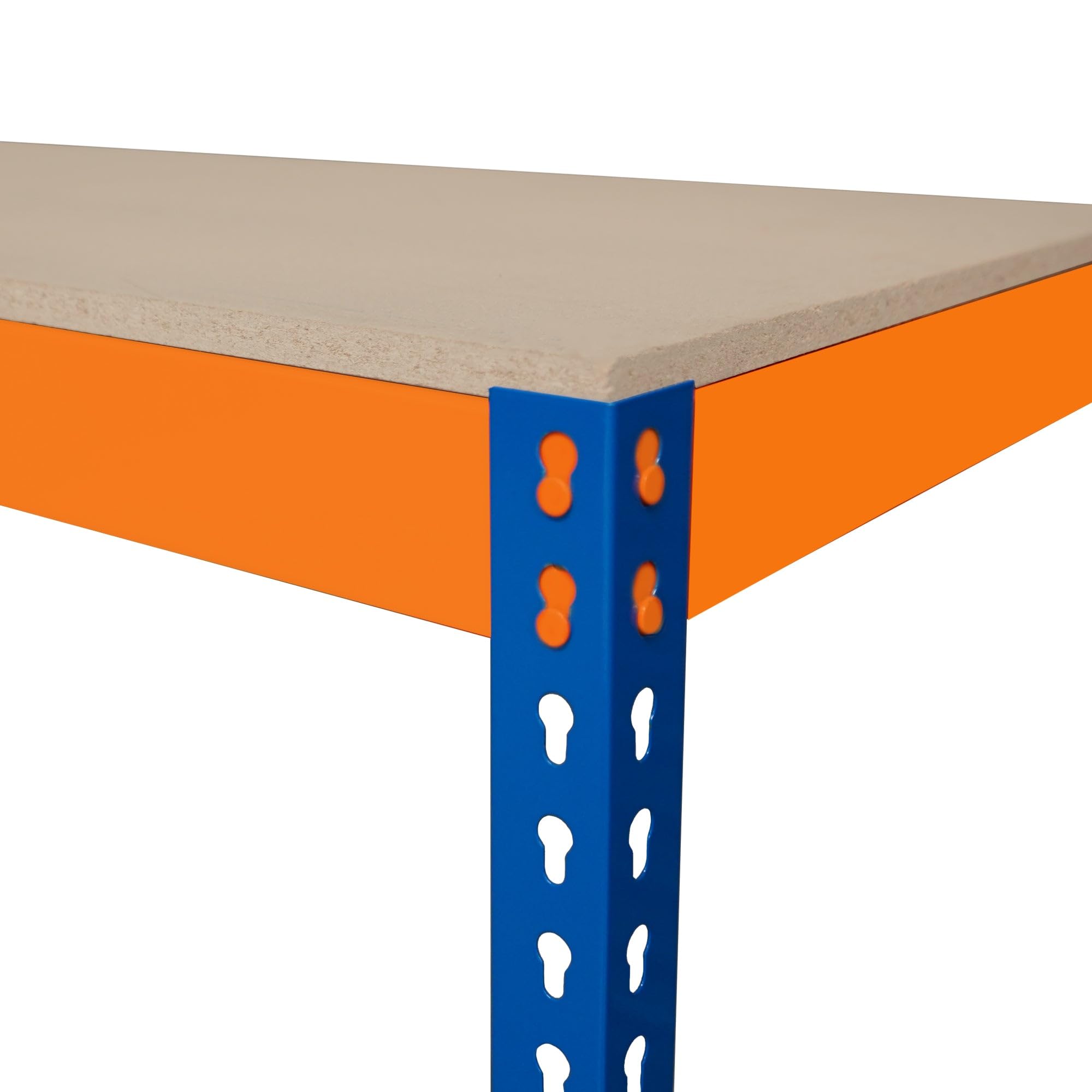 Établi Ajustable à 2 Niveaux S-Rax, Plan de Travail en Bois Aggloméré Robuste, Capacité 300kg, Bricolage Atelier Garage, Assemblage Sans Boulons, Pieds en Caoutchouc, 6 Renforts [150cm x 60cm x 90cm]
