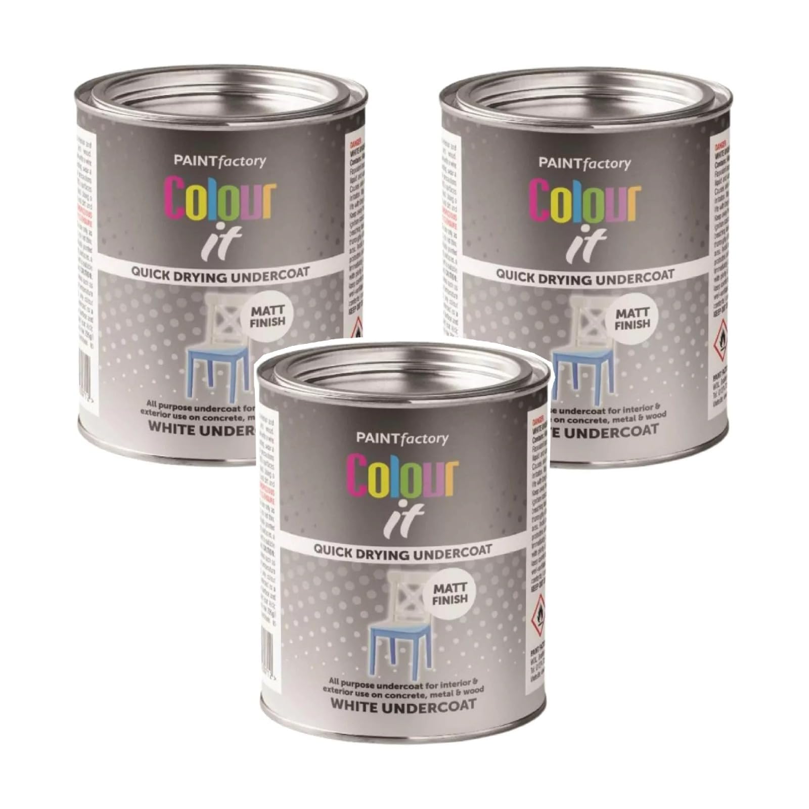 RIZZIIZ White Undercoat Paint, Quick Drying, Matt Finish, Non Cracking, Long-Lasting Performance, Vibrant Colour, Durable Protection For Interior & Exterior Applications, 300ml (3PCS)