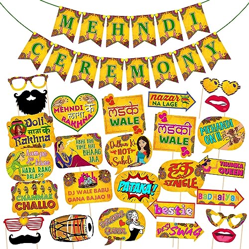 27 Pcs Mehandi Props for Photoshoot & 1 Pcs Mehndi