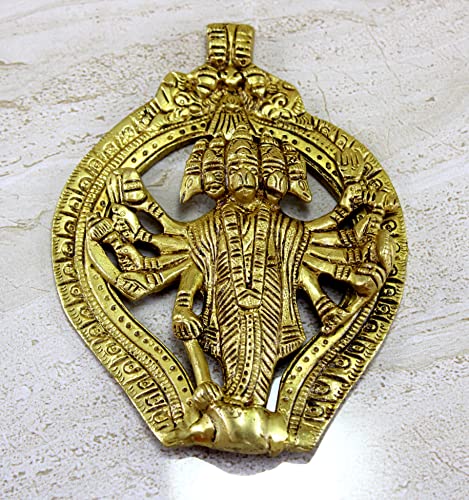 ESPLANADE Brass Panchmukhi Hanuman Wall Hanging Anjaneya Pavan Putra Bajrangbali Maruti Idol Murti Moorti Statue - 6" Inches - Image 3
