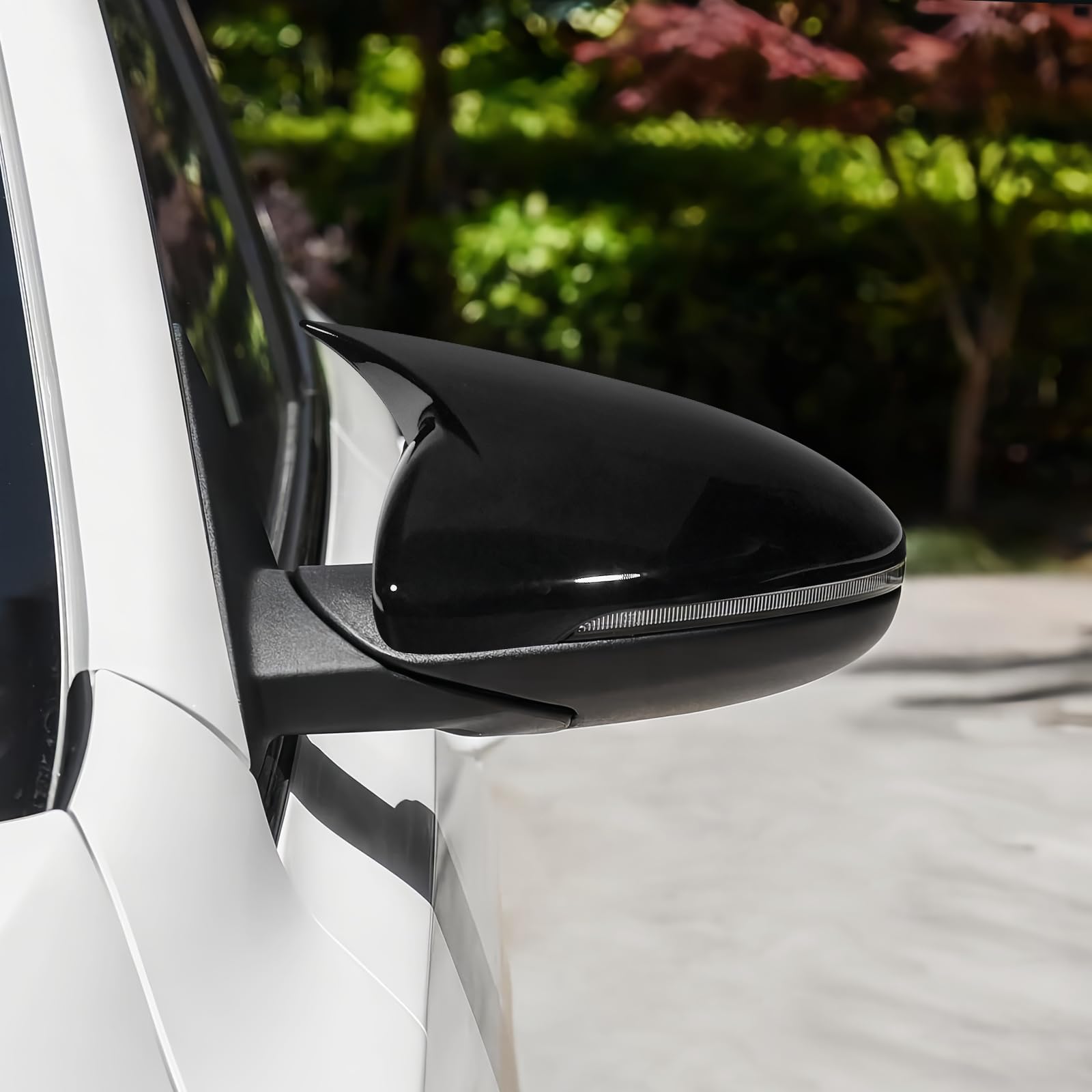 Außenspiegel Abdeckung „Bull Horn“ für Kia Ceed/XCeed/Proceed SW 2021–2025 2026, Schwarz/Carbon-Optik, ABS Rückspiegel Dekor Kappe (Schwarz)