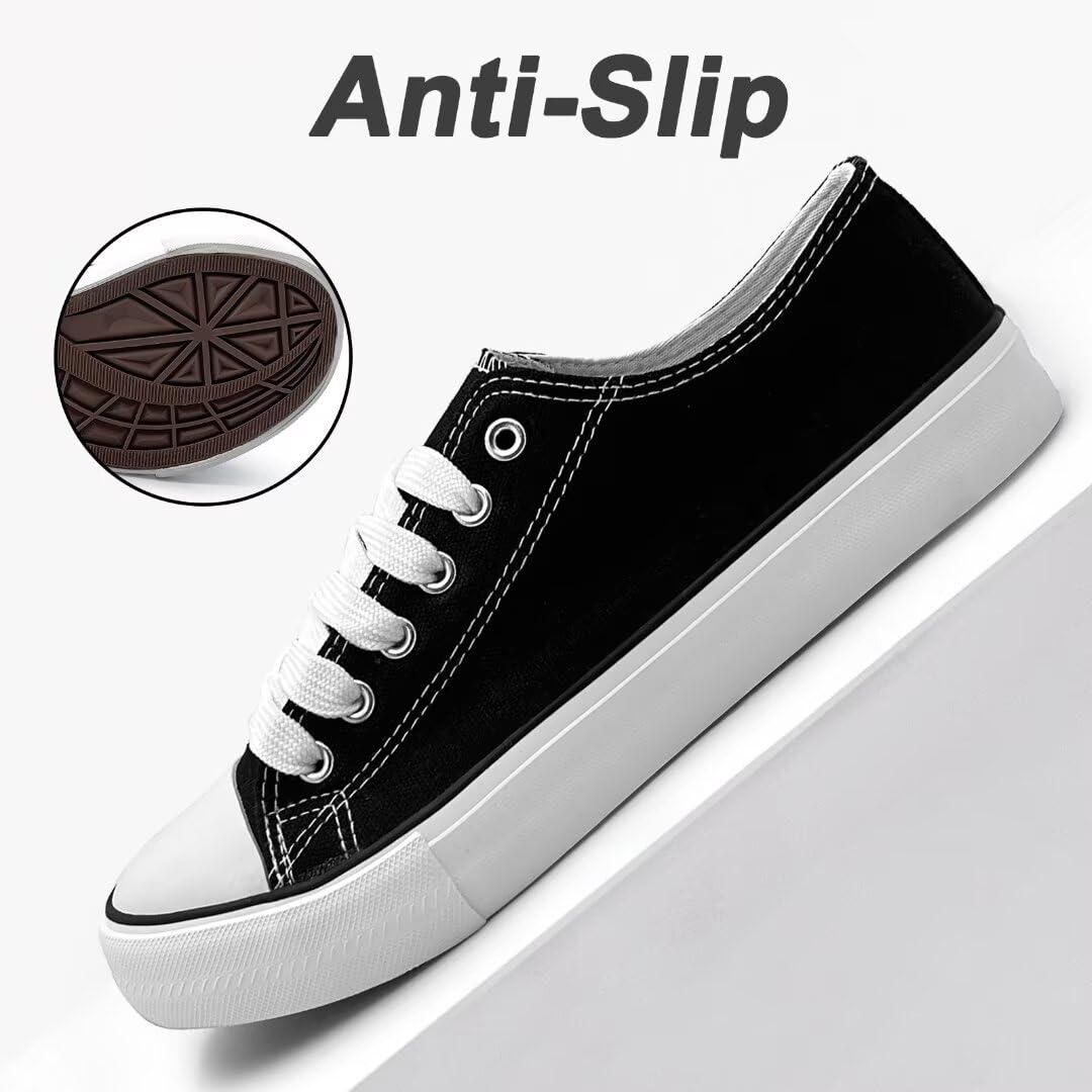 Unisex Low Top Lace Up Casual Canvas Shoes for Women and Men, Comfortable Lightweight Classic Fashion Sneakers Popular 2024, Zapatillas Casual De Lona De Moda para Hombre Y Mujer Black