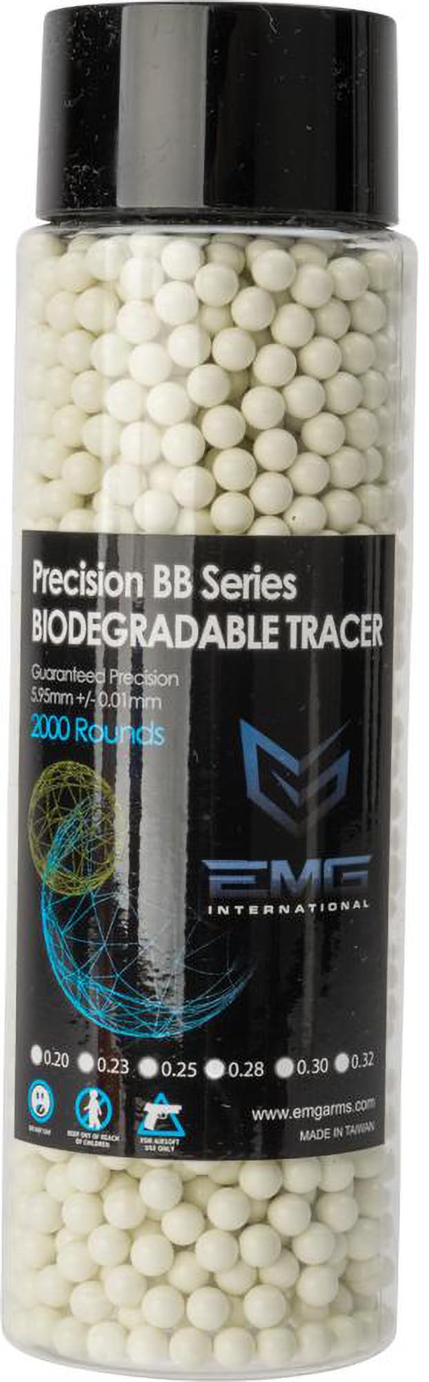 Evike Airsoft - EMG Precision Outdoor Safe PLA Green Glow in The Dark BBS (Weight: 0.25g)