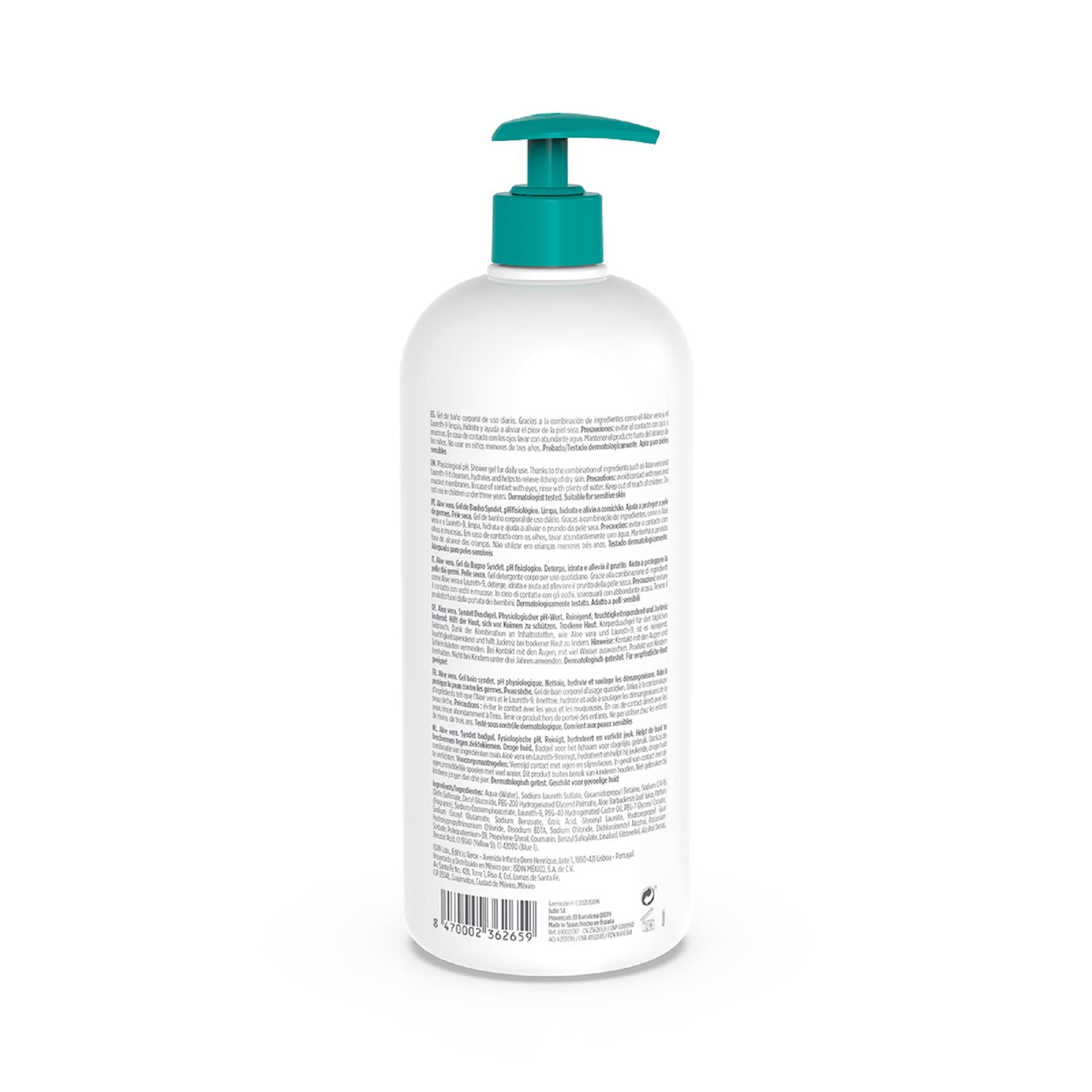 ISDIN Germisdin Aloe Vera Gel de Baño Syndet 1 L Paquete de 2 Higiene Corporal