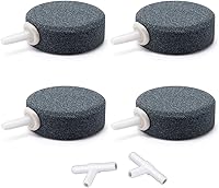 Wenshall 1.6 Inch Aquarium Air Stones 4-Pack with T-Splitters - Fine Bubbles for Fish Tanks & Hydroponics