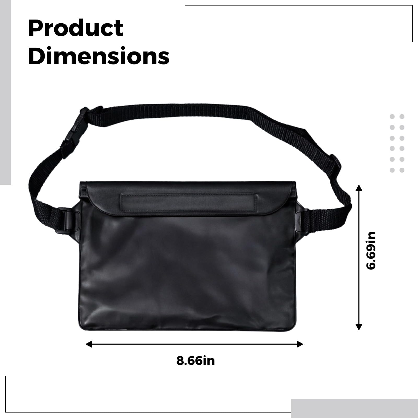 Lot de 10 pochettes étanches pour téléphone, sac banane noir, fenêtre tactile, sac sec sous-marin pour smartphone 8,7 x 6,7 in, 22 x 17 cm, ceinture réglable pour natation, bateau, plage, kayak