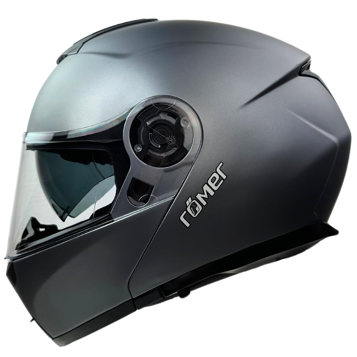 Römer Kask szczękowy do motocykla RR20770 z wizjerem przeciwsłonecznym, rozmiar L, kask z podwójnym wizjerem, tytan, matowy