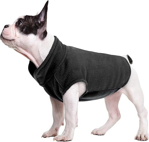 FUAMEY Chaleco de forro polar para perro, sudadera cálida para cachorro, suéter elástico para perro, abrigo de cuello alto, chaqueta de invierno