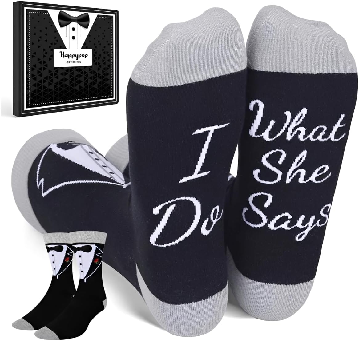 HAPPYPOP Groom Bride Best Man Father of Bride Groom Mother of Bride Groom I Do Weeding Socks Engaged Gifts