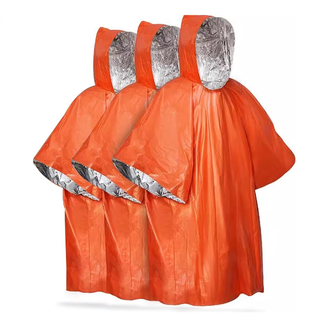 Lot de 3 Ponchos de Survie Réutilisables, Sac de Couchage d'Urgence, Couverture Isothermique, Imperméable et Isolant, Idéal pour Camping, Randonnée et Situations d'Urgence