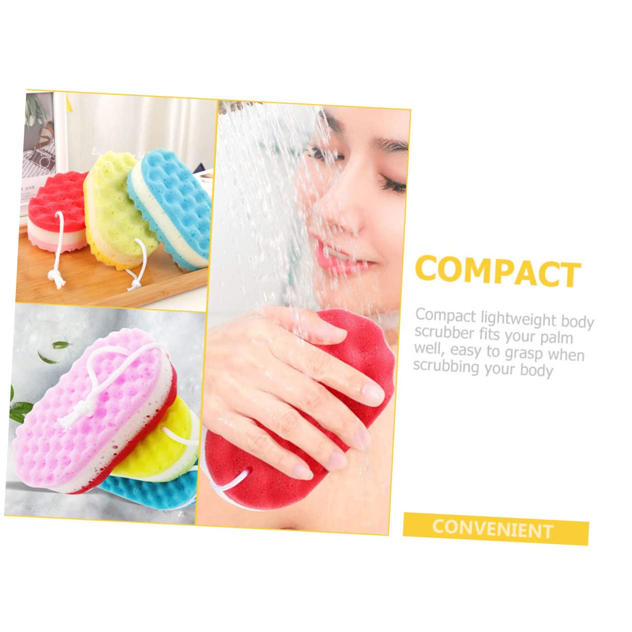 FRCOLOR 3er Set Waben-Duschschwämme – Hydrophiler PU, Ca. 13 Cm, Mit Aufhängeband Für Rücken Und Körper