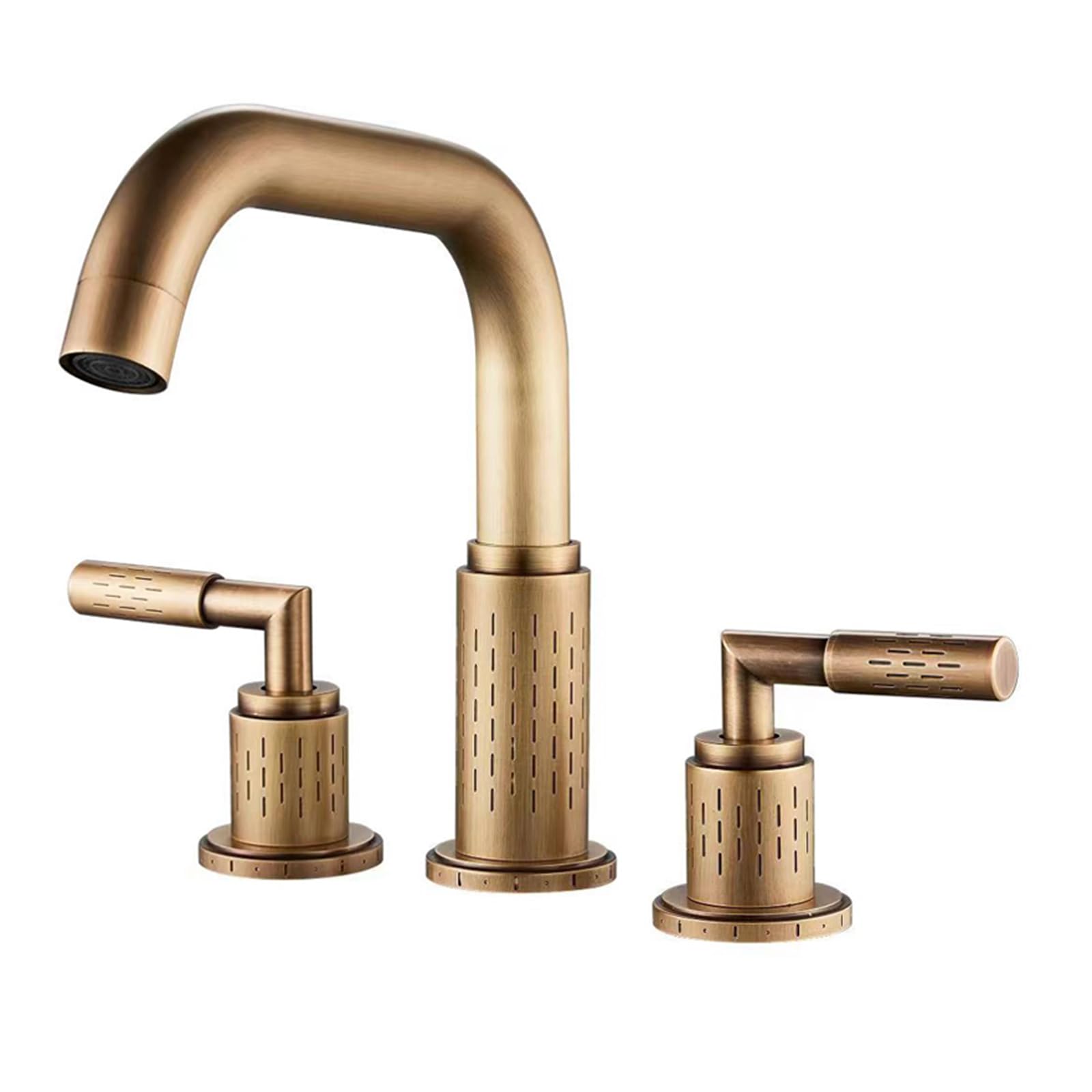 ZQFHSX Basin Mixer Faucet 3 Hole Brass Swivel Bathroom Faucet-Chrome