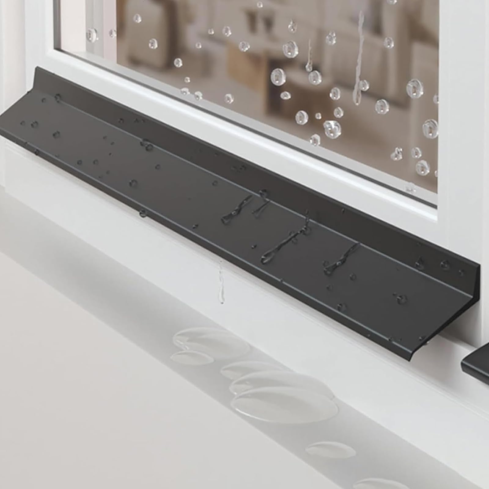Estdkmnos Width-5.5Cm Window Outer Edge Rain Shield， Window Weather Bar, Self Adhesive Rubber Rain Deflector, 1/1.5/2/5M(,1.5M)